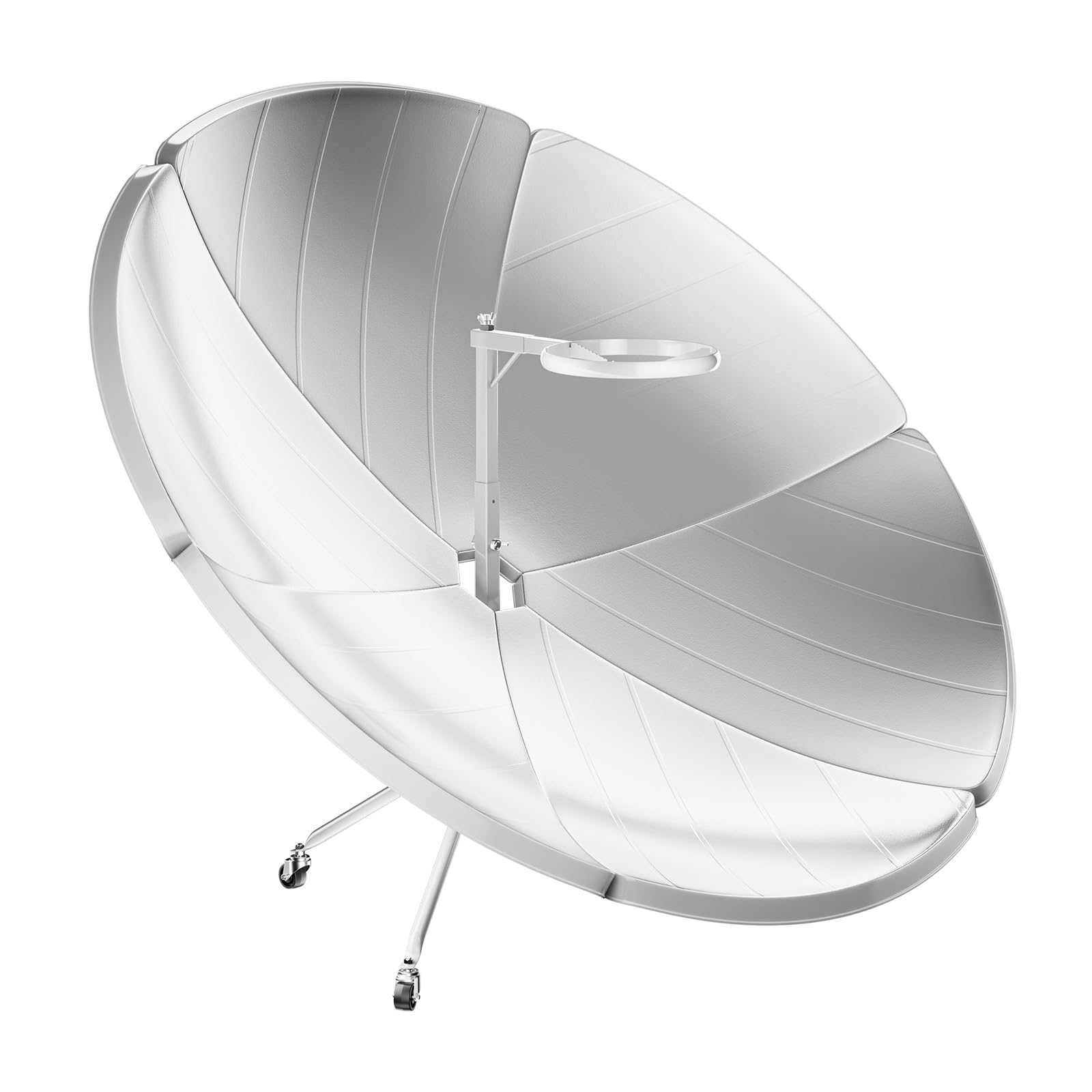 Unndysrt Concentrating Solar Stove front view highlights sturdy iron construction for outdoor cooking.