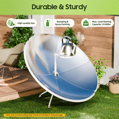 Unndysrt Concentrating Solar Stove side view shows durable supports and compact footprint.