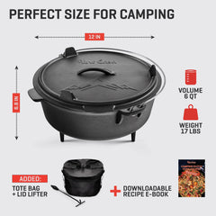 Uno Casa 6Qt Dutch oven in tote bag highlights easy transport on camping trips
