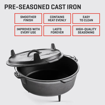 Uno Casa 6Qt Dutch oven is pre-seasoned for immediate use with even heat