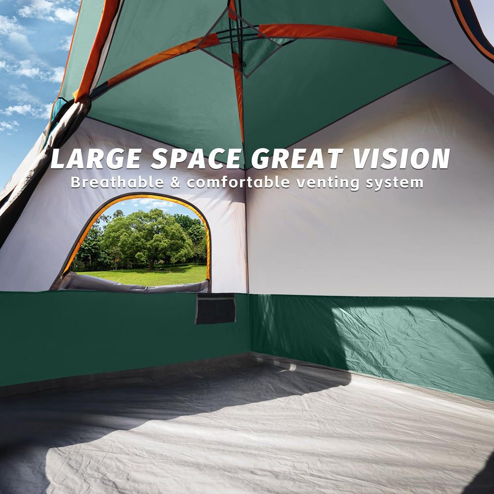 UNP 4-person tent easy-setup scene demonstrates quick pitching for solo or duo campers.