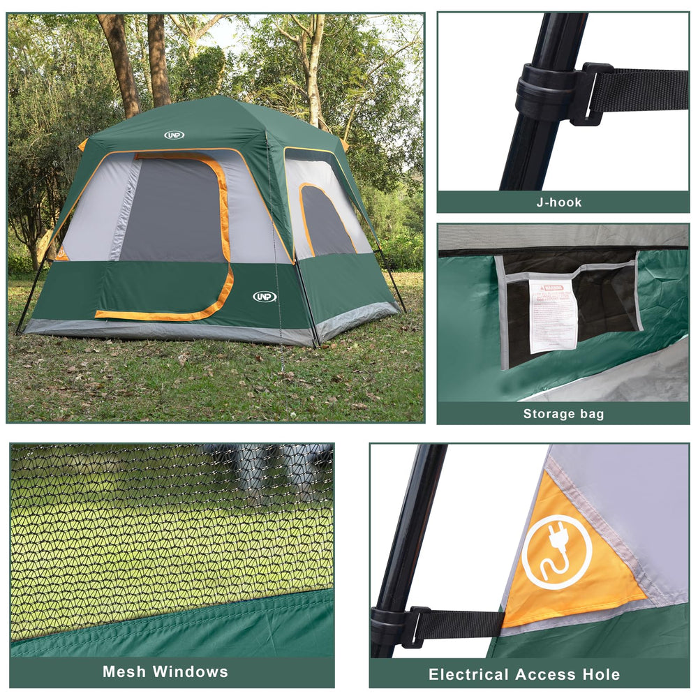 UNP 4-person tent mesh ventilation showing airflow and breathable interior.