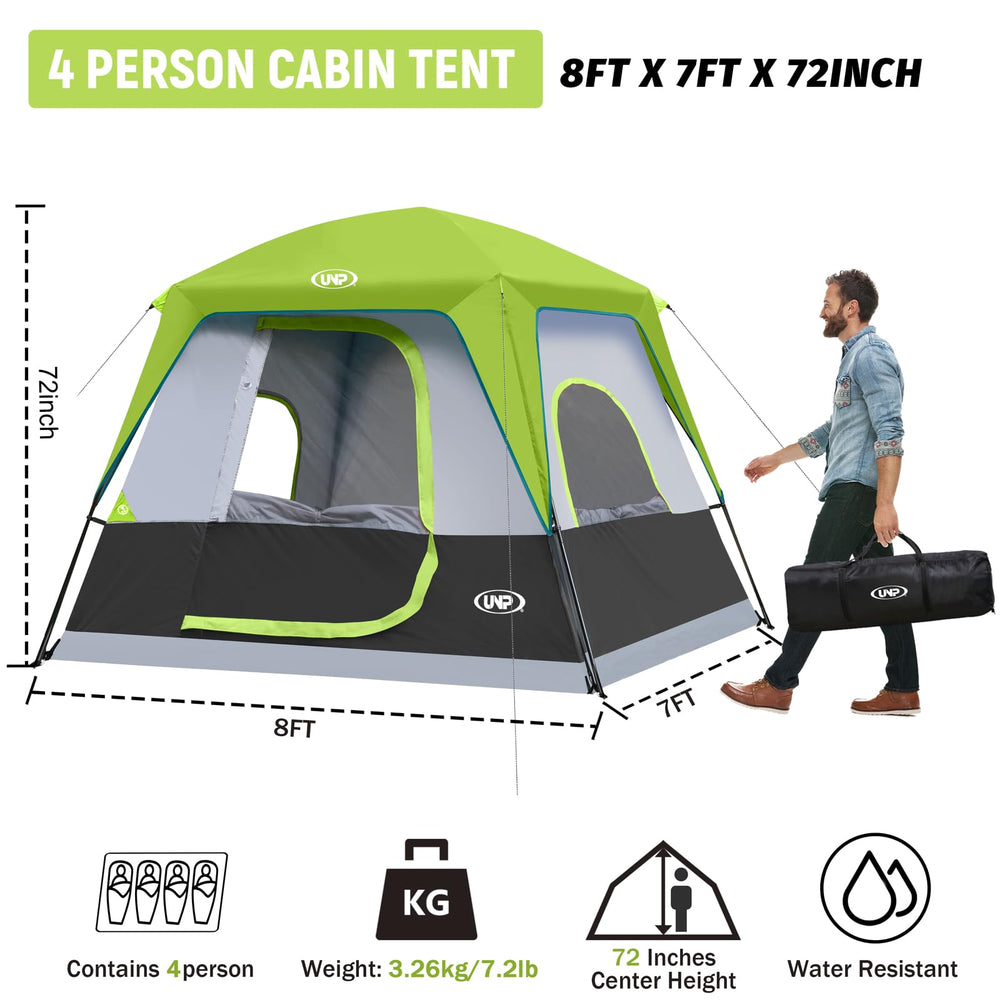 UNP 4-person-tent-spacious-interior reveals roomy space for four with standing height.