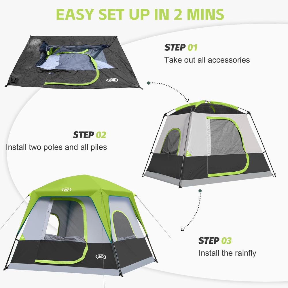 UNP 4-person-tent-waterproof-top-rainfly showcases weather-ready protection during rain.