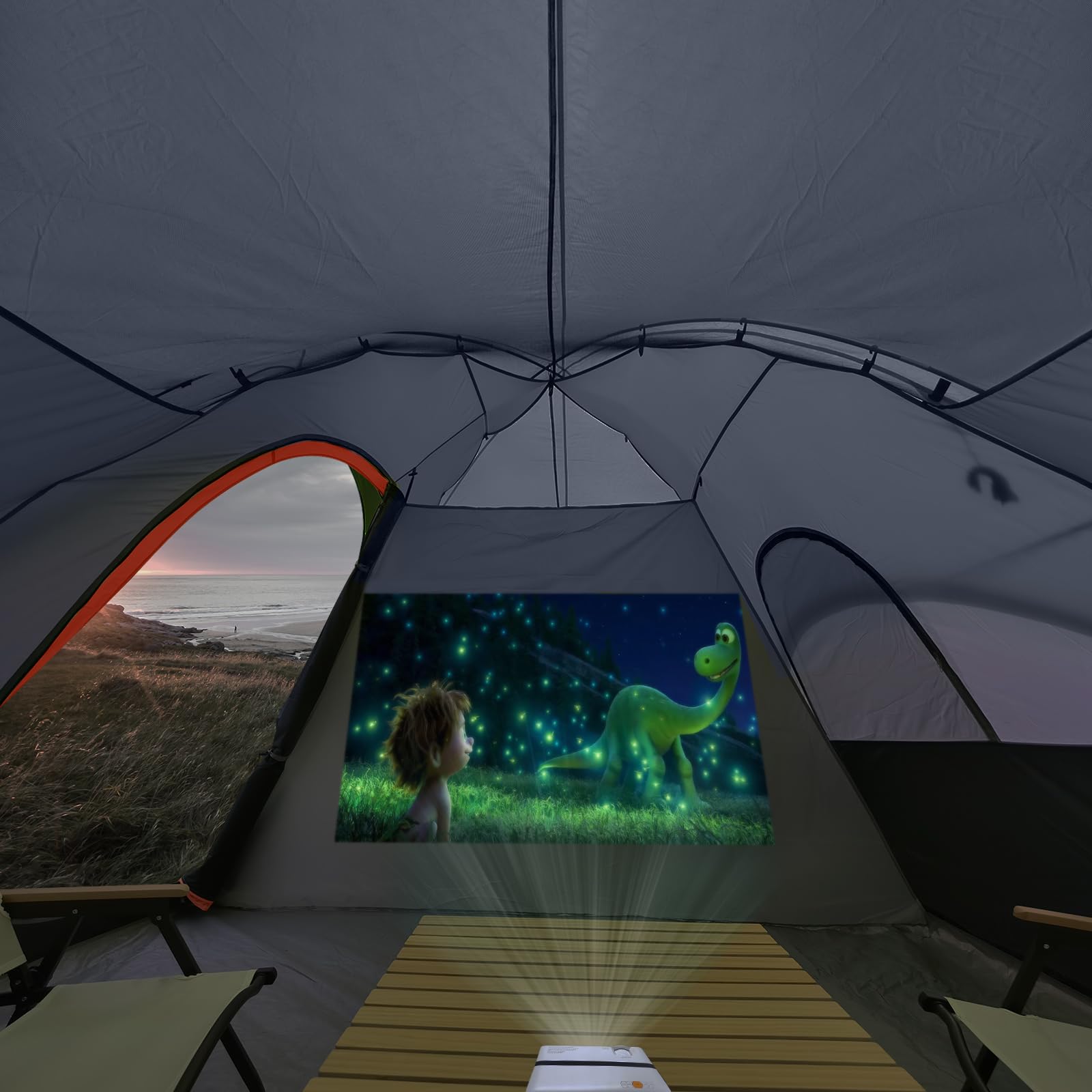 UNP camping tent projector-ready divider supports outdoor cinema