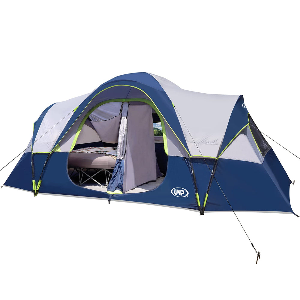 UNP camping tent 10-person interior shows spacious layout for family camping.
