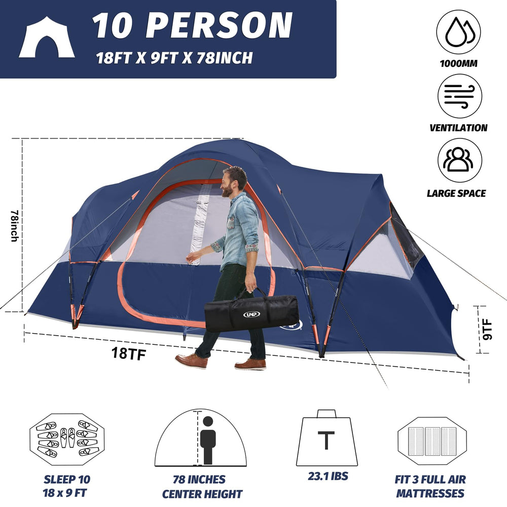 UNP camping tent large mesh roof enables stargazing and airflow