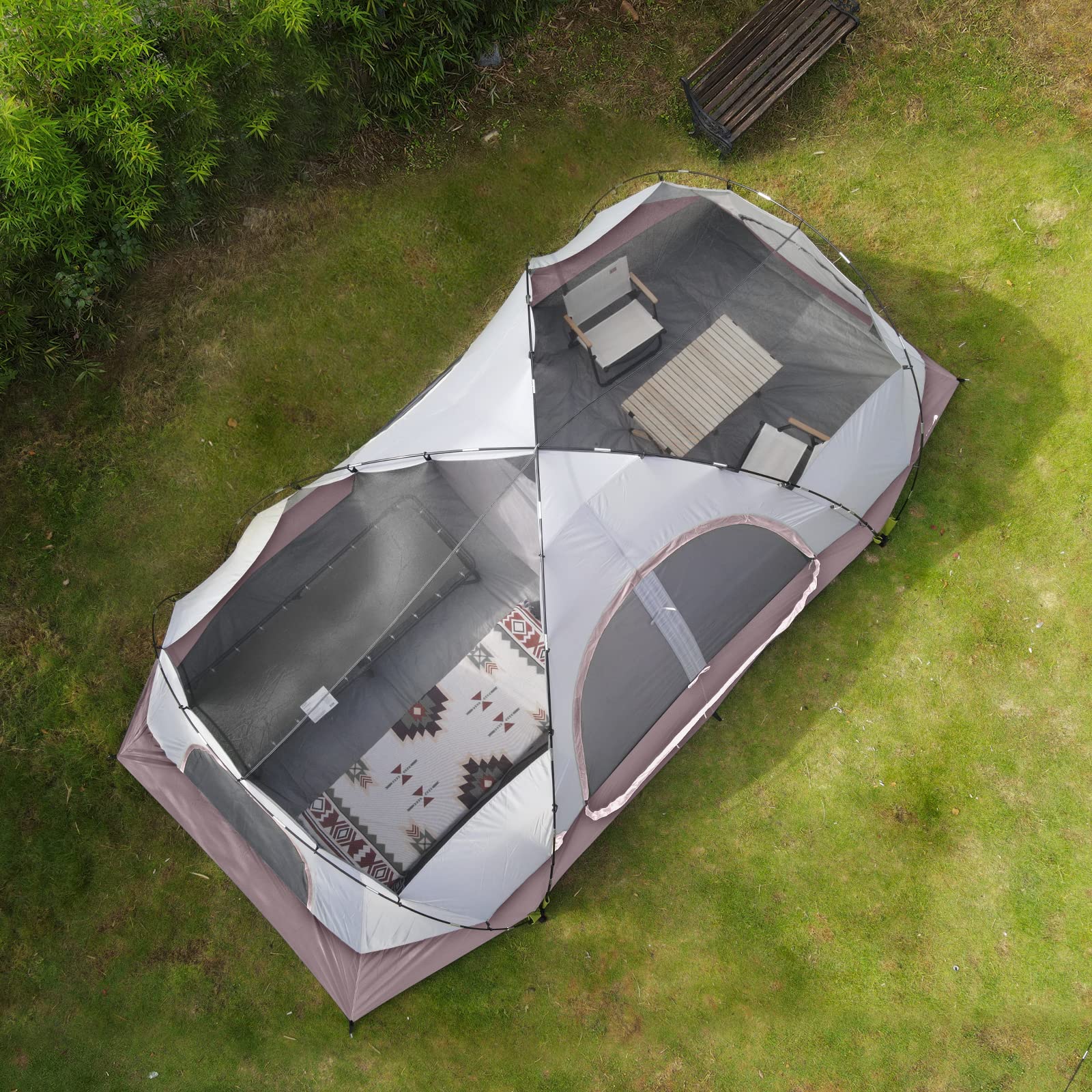 UNP camping tent top mesh roof offers starry-night views and improved ventilation