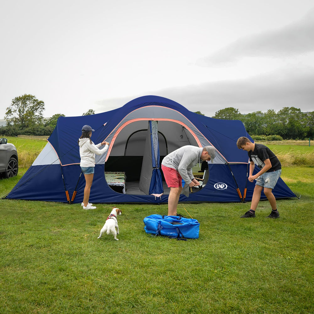 UNP camping tent vestibule awning adds shade and extra storage