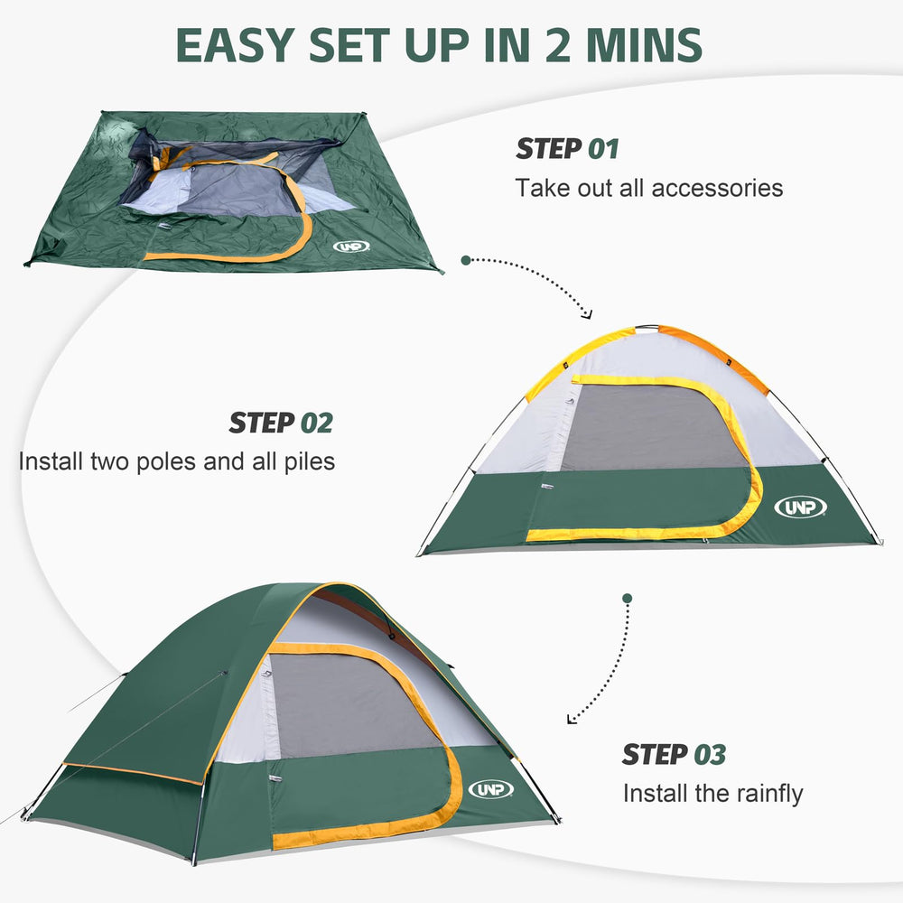 Unp camping tent 4-person interior storage pocket keeps essentials organized