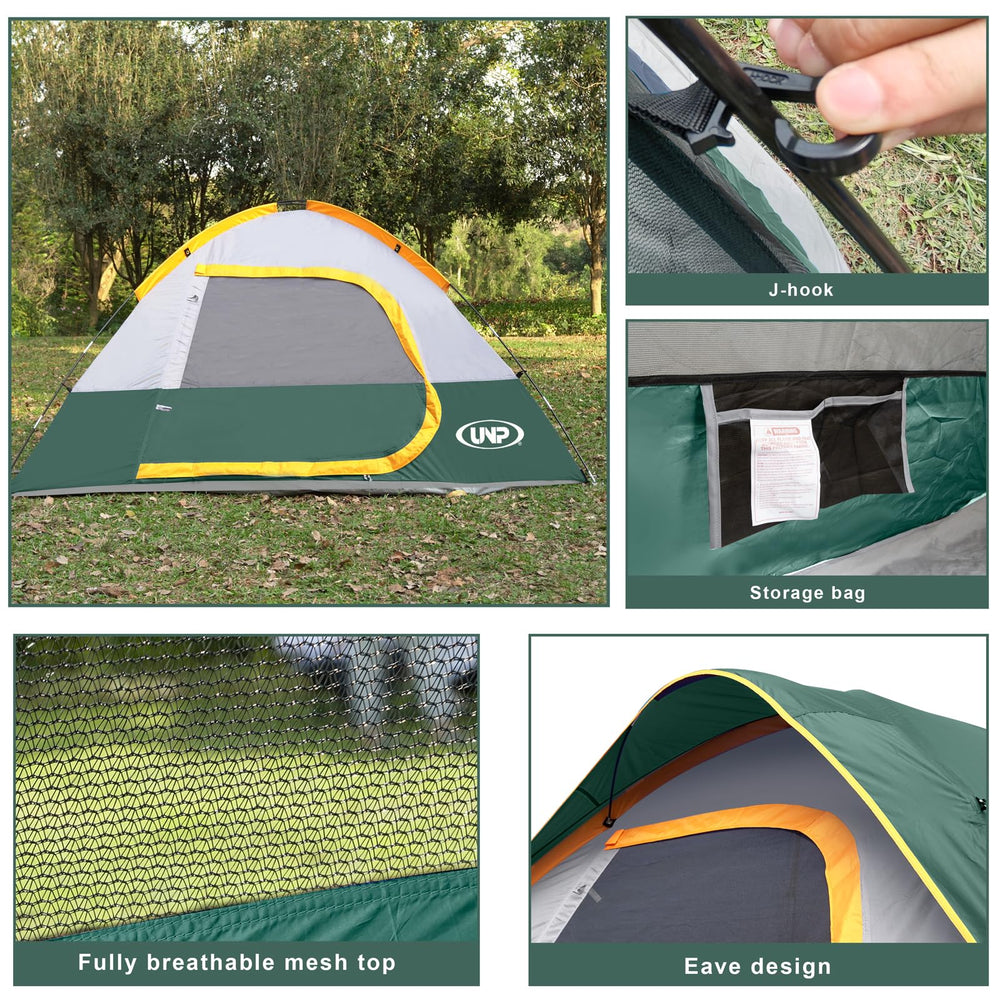 Unp camping tent 4-person rainfly removed shows easy ventilation and view
