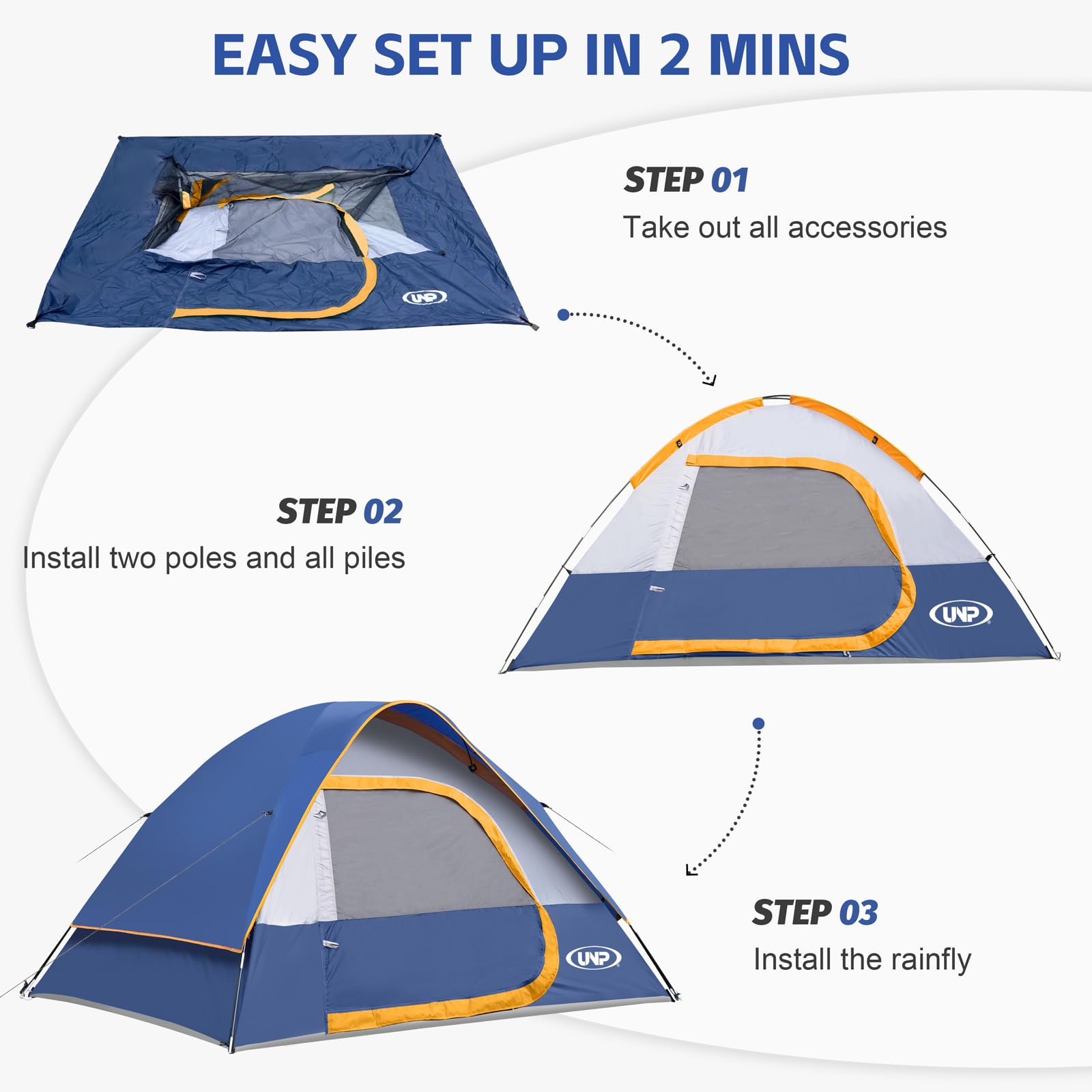 UNP Camping Tent 4-Person interior space showcases roomy layout.
