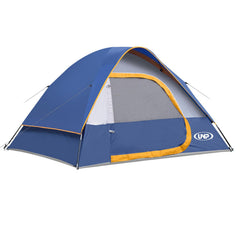 UNP Camping Tent 4-Person navy blue exterior shows spacious interior for four campers.