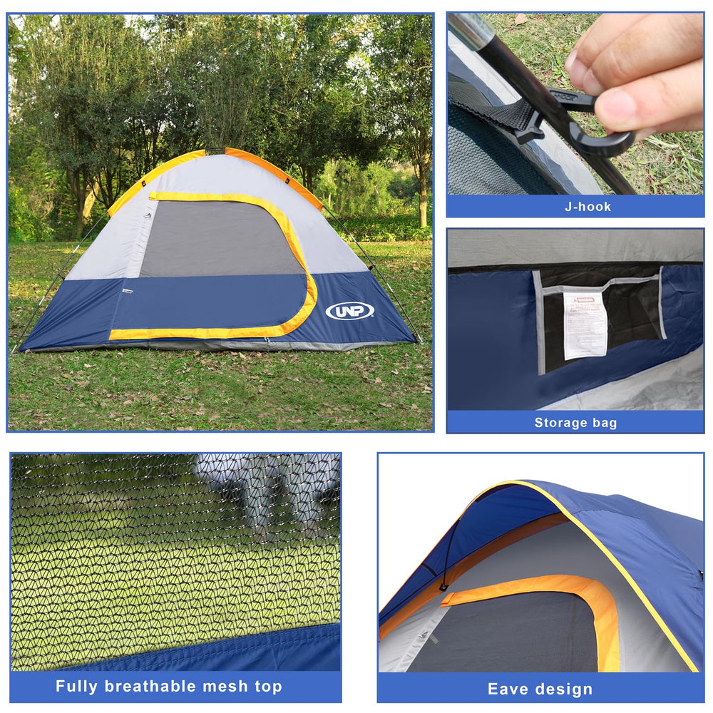 UNP Camping Tent 4-Person skylight net improves ventilation and airflow.