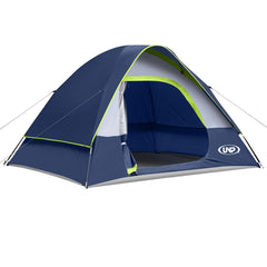 unp camping tent 4p side profile highlights compact setup and sturdy wind resistance