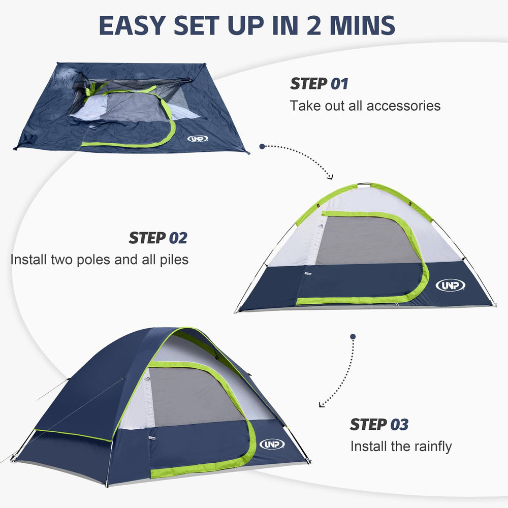 unp camping tent 4p secure rain protection with zippers and eave design