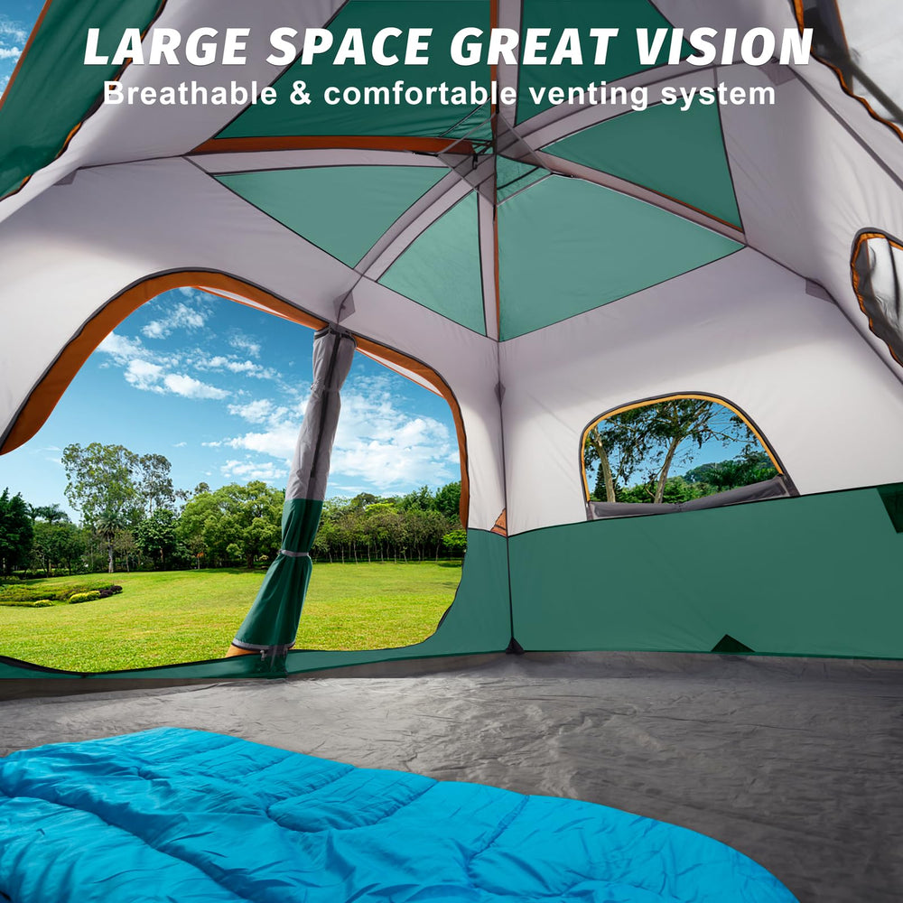 Unp camping tent 8-person durable material conveys windproof stability in varied weather