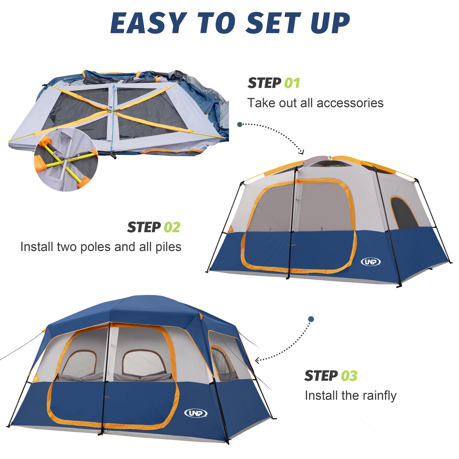 UNP 8-person tent interior with gear space and standing room