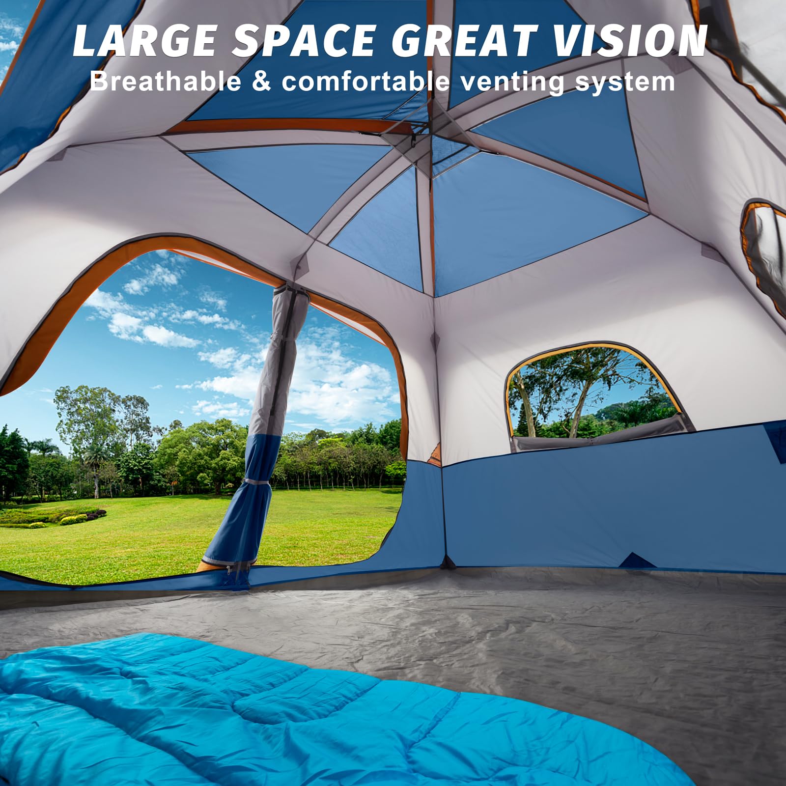 UNP camping tent 8-person rainfly attached for all-weather shelter