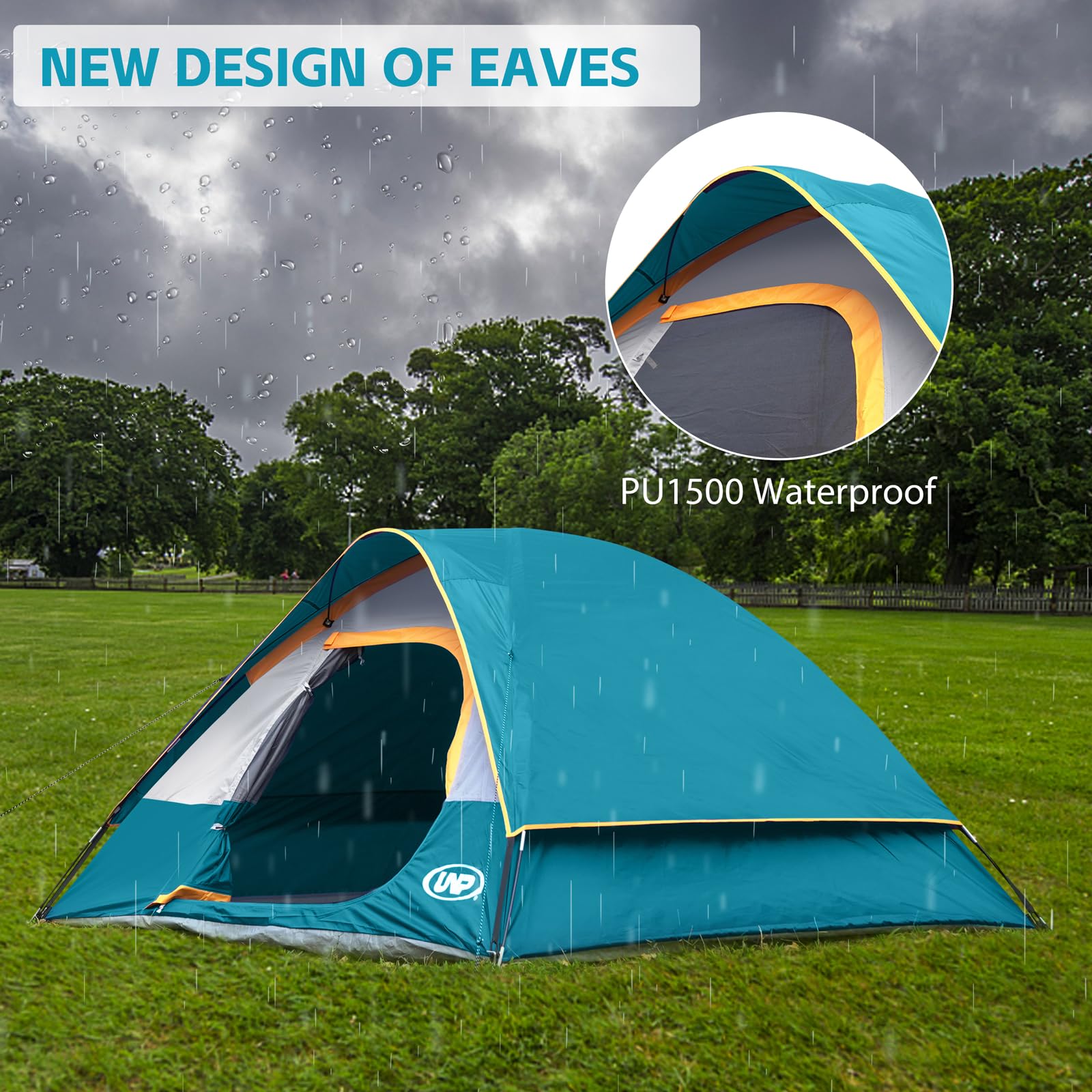 UNP camping tent 8x7 dimensions provide easy layout planning for four people.
