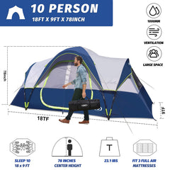 UNP camping tent large mesh windows provide excellent ventilation and night sky views.