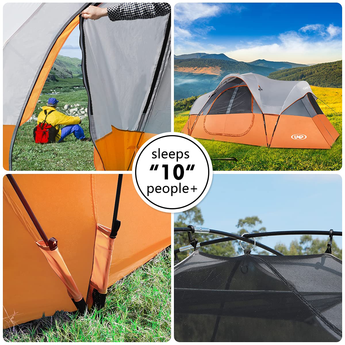UNP Camping Tent orange color increases visibility at the campsite