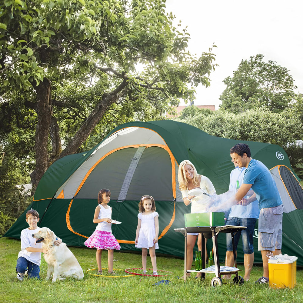 UNP camping tent rainfly and awning support wind resistance in showers.