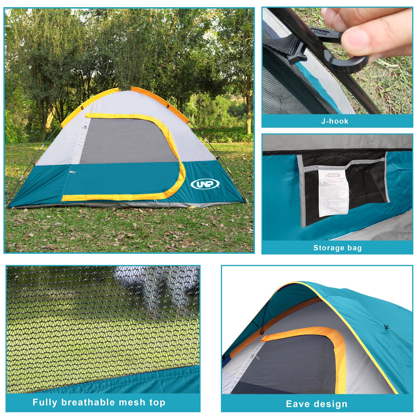 UNP camping tent rainfly removal demonstrates adaptable weather protection for sunny day setups.