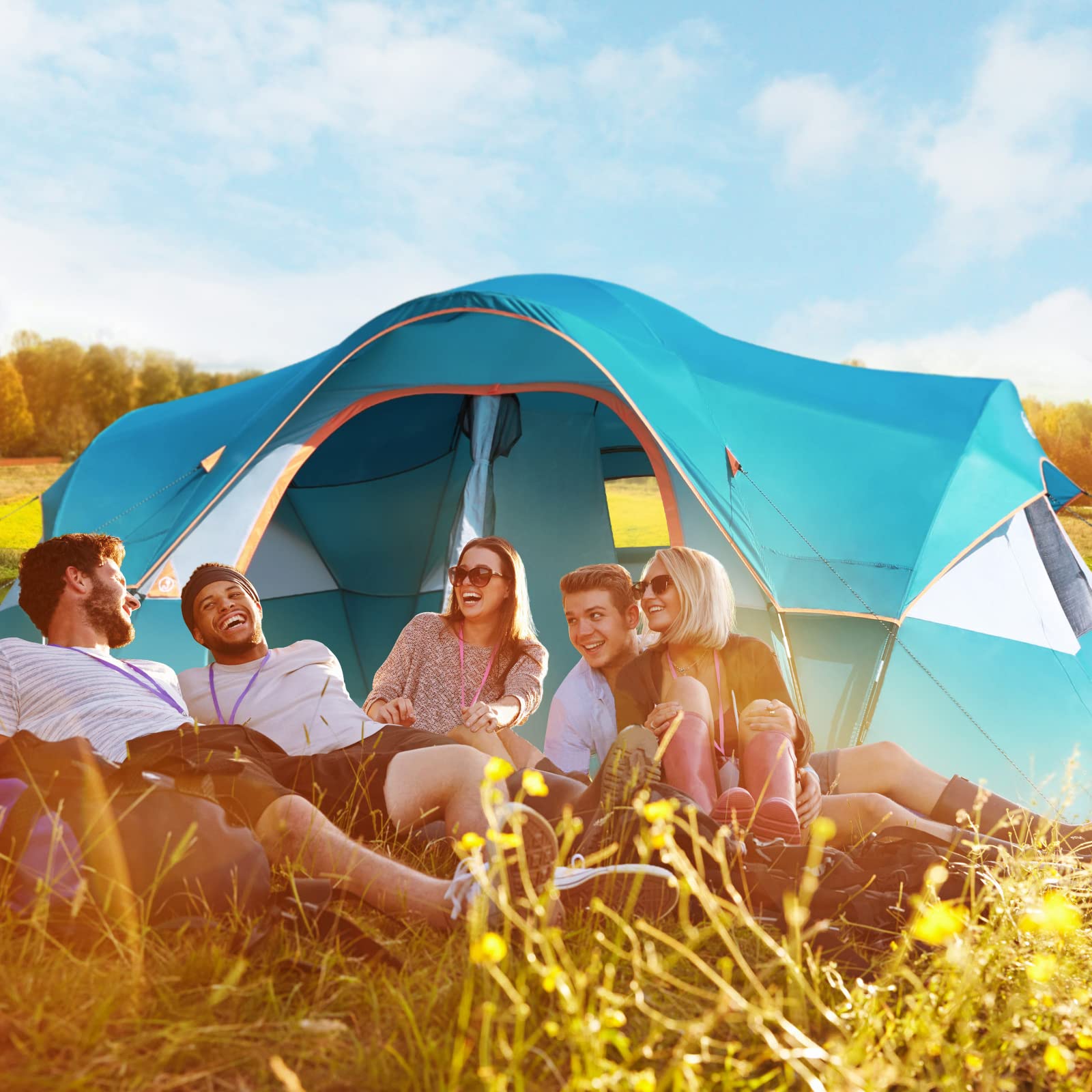 UNP camping tent rainfly and vestibular awning extending rain protection