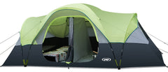 UNP camping tent exterior setup demonstrates quick assembly for family camping.