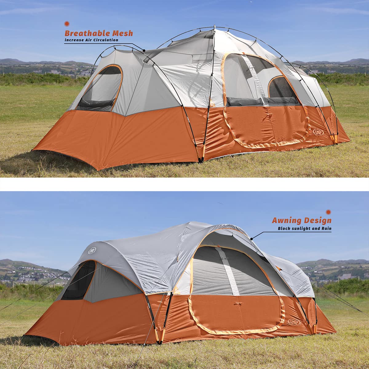 UNP Camping Tent waterproof fabric and rainfly keep gear dry