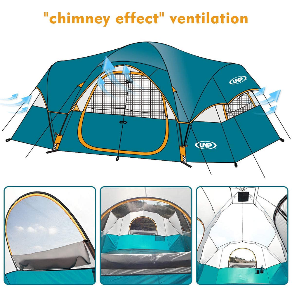 UNP camping tent in waterproof fabric with PU1000mm coating