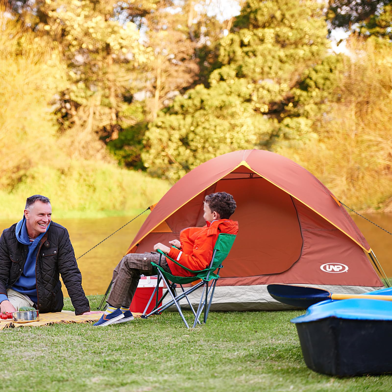 UNP Dome Tent interior spacious for two campers and gear.