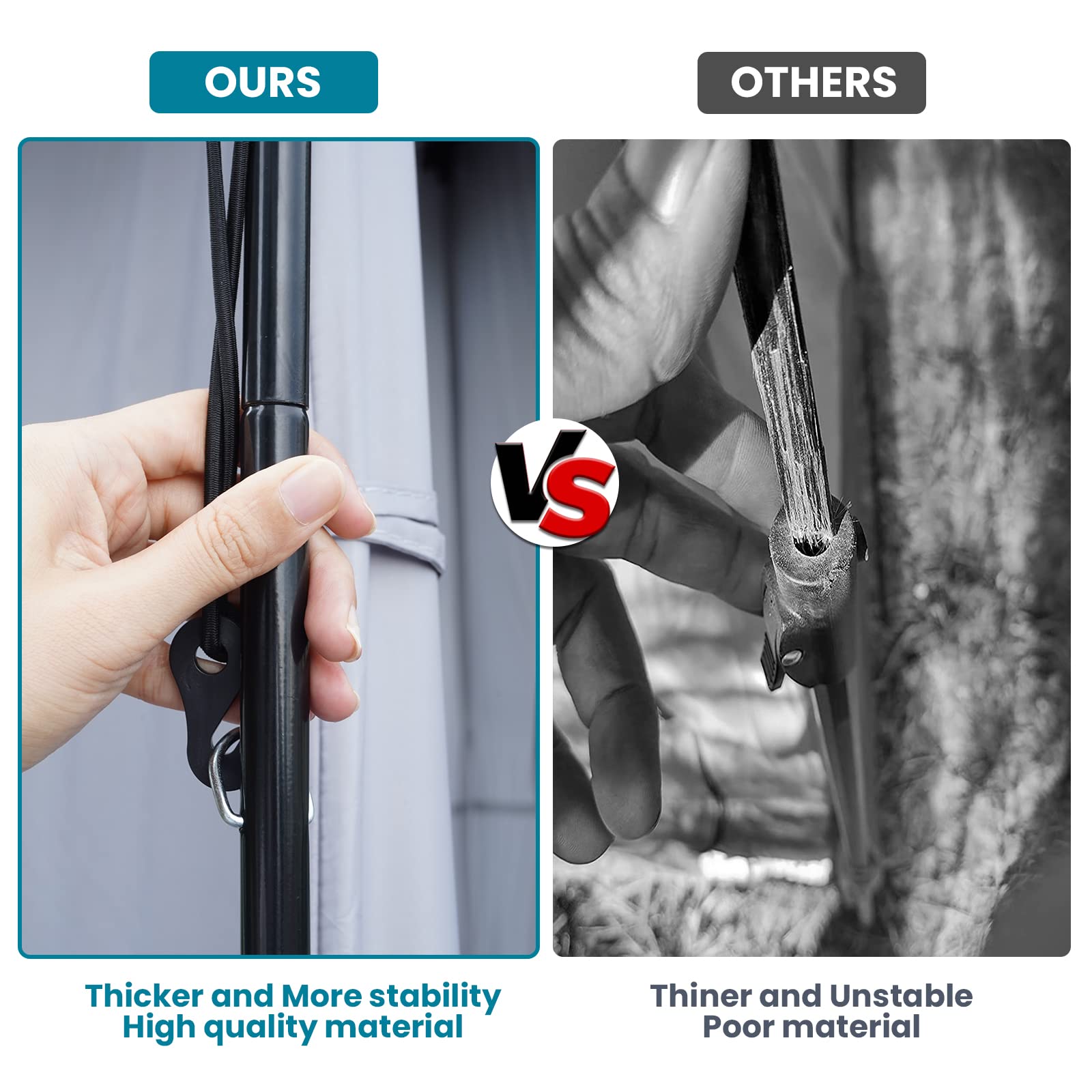Unp shower tent anti-rust poles deliver stable setup on uneven ground.