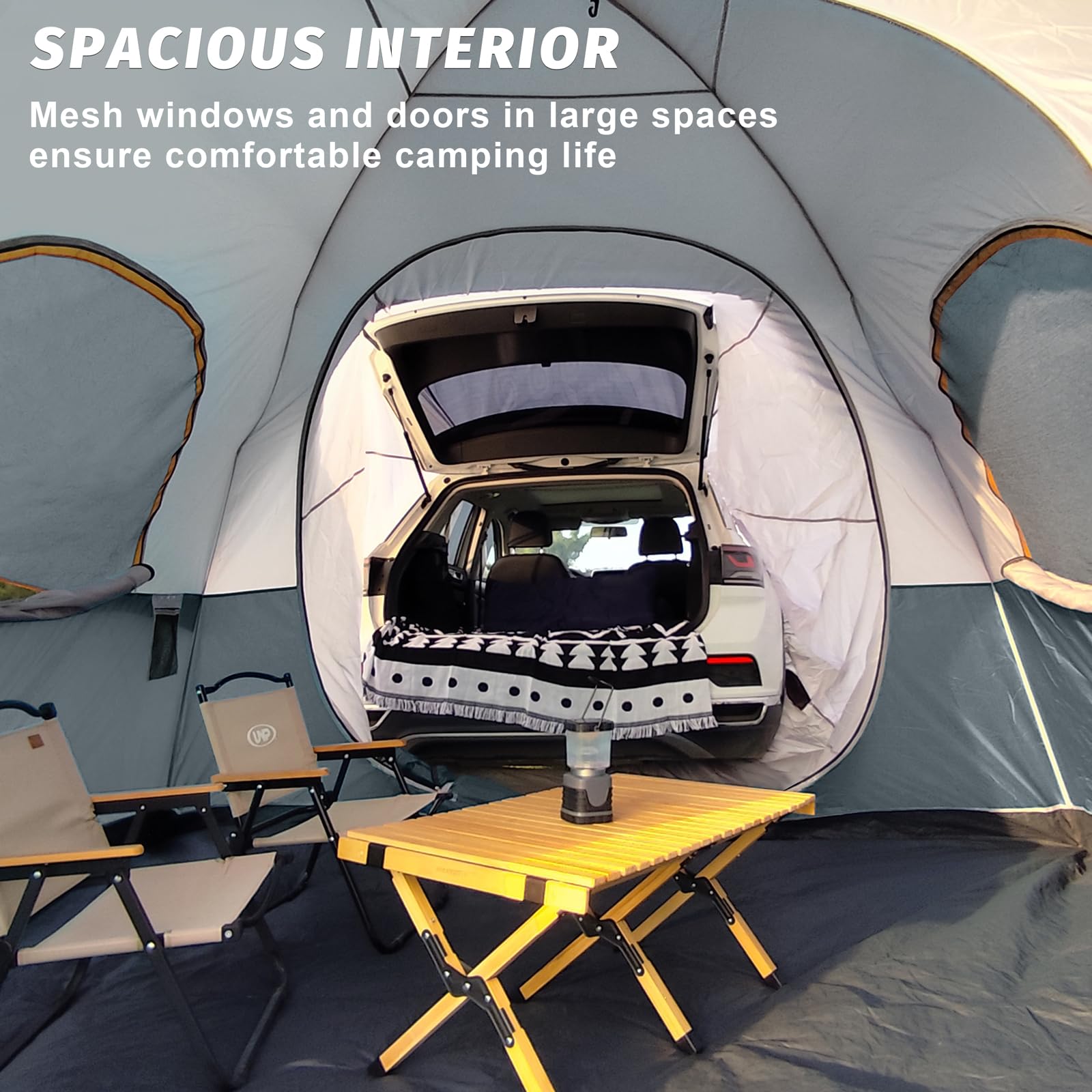 UNP SUV Dome Tent breathable mesh windows promote airflow and comfort.