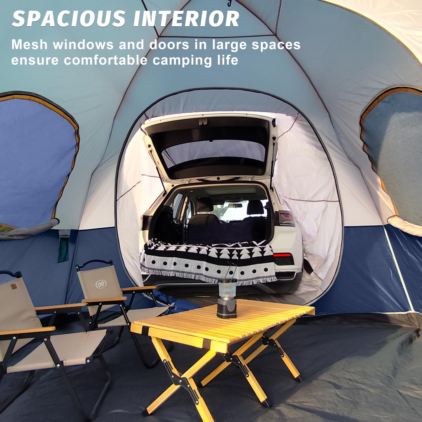 unp SUV Dome Tent breathable mesh windows provide airflow and comfort