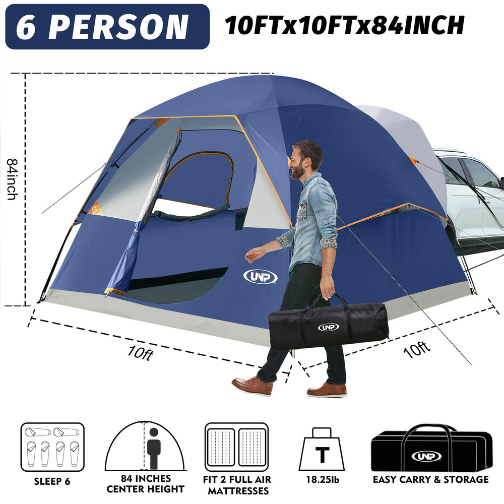 unp SUV Dome Tent universal fit demonstrates easy setup with vehicle sleeve