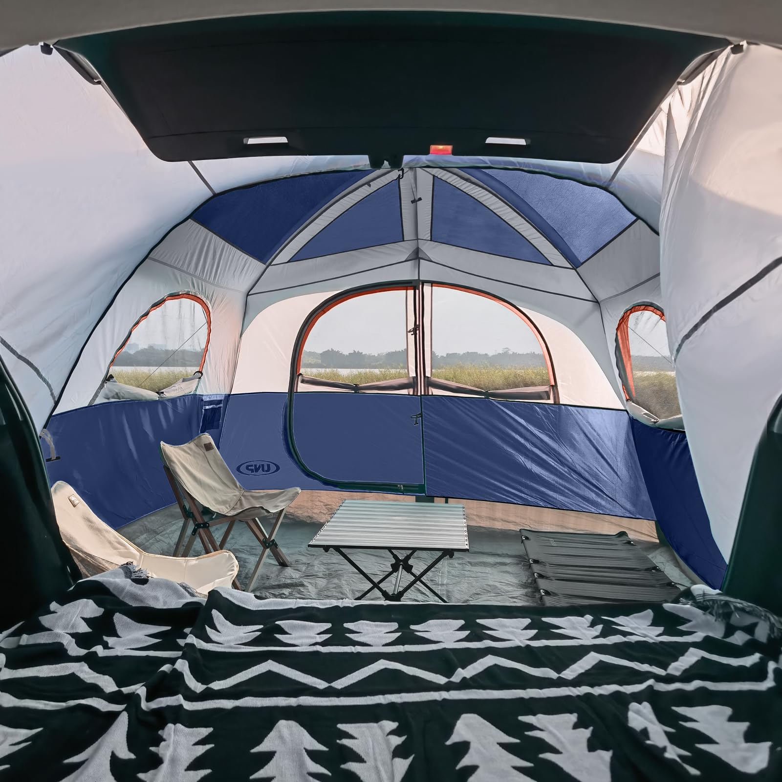 UNP SUV Tent breathable mesh windows provide ventilation and scenic views.