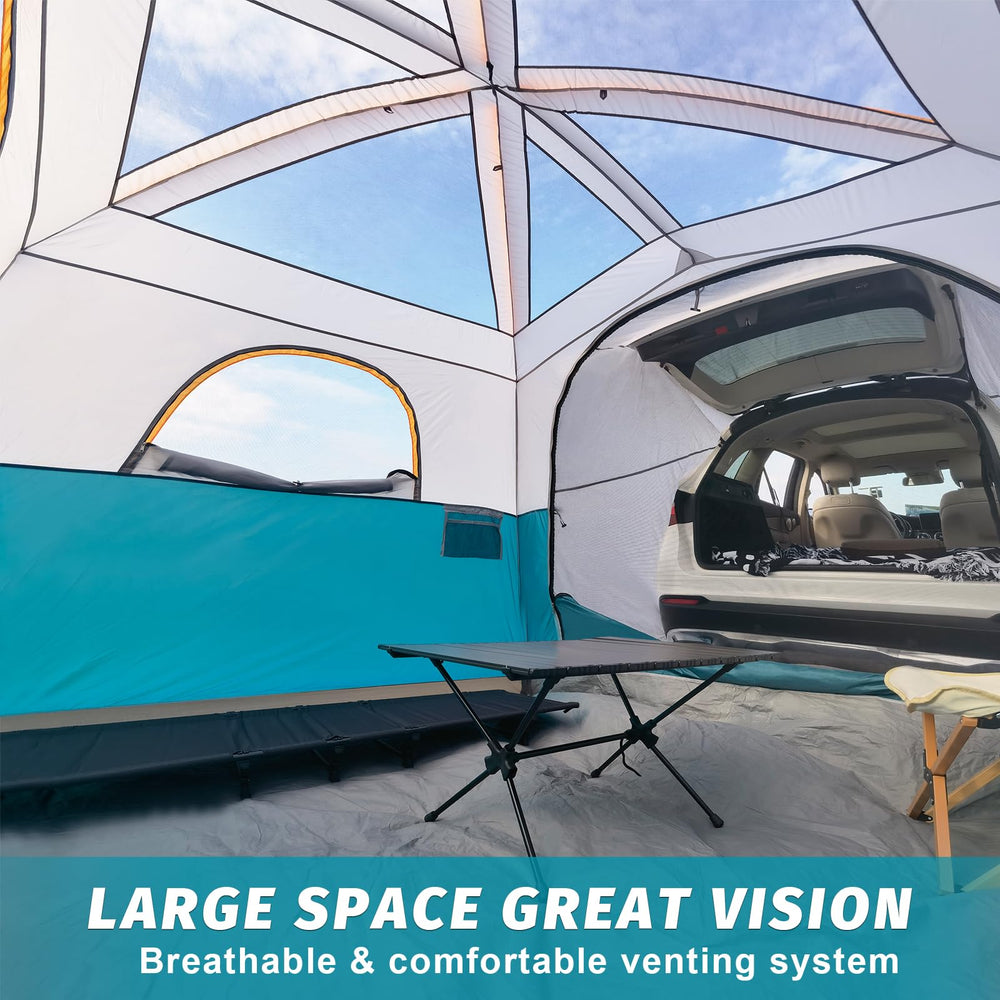 UNP SUV tent interior for six shows roomy sleeping area and easy movement.