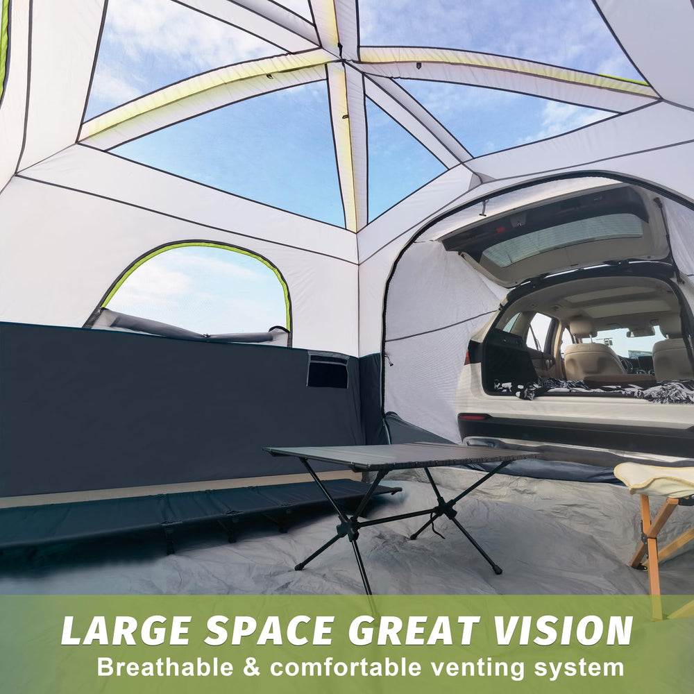 UNP SUV Tent mesh-windows emphasize breathable airflow and outdoor views.