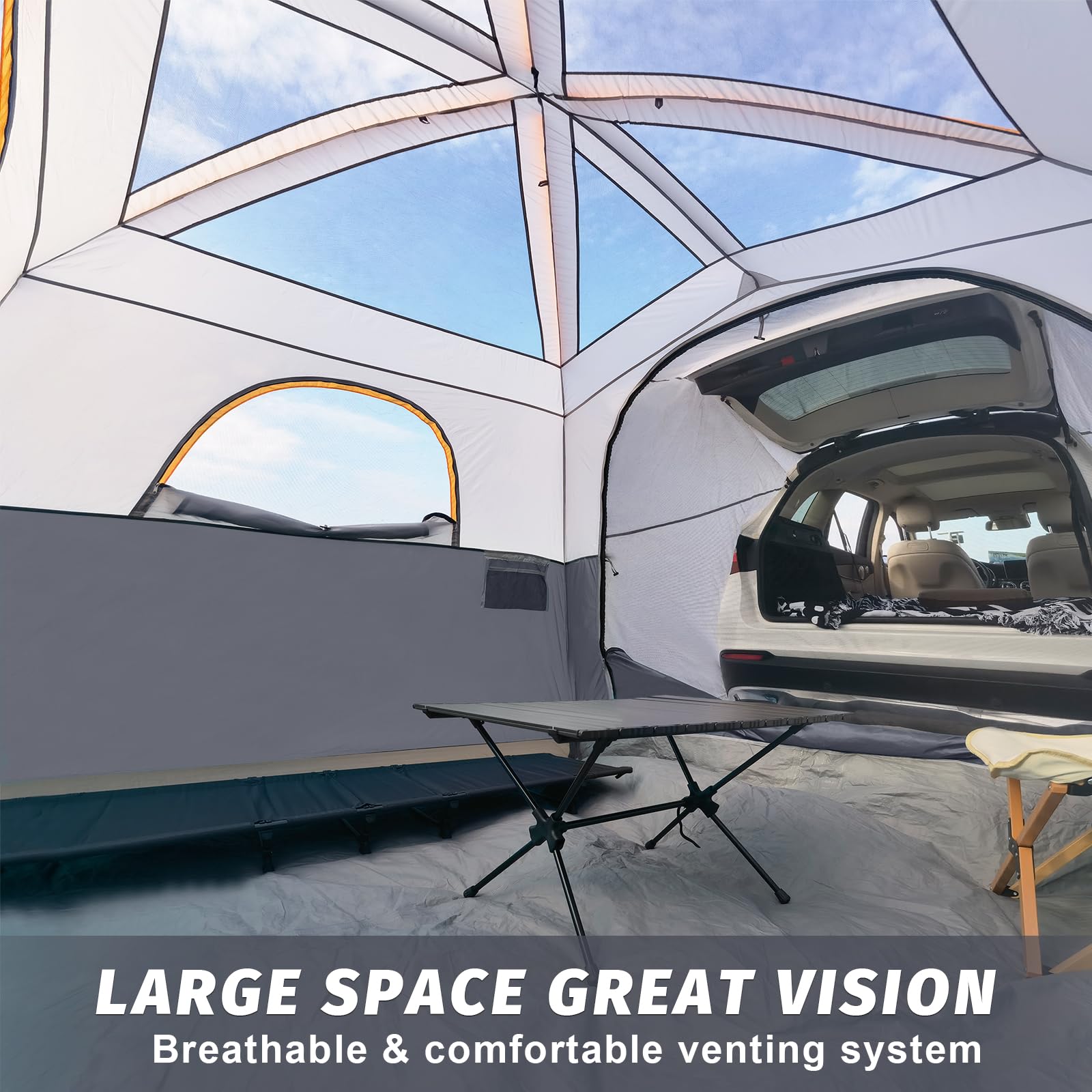 UNP SUV Tent mesh windows provide ventilation and star gazing at night.