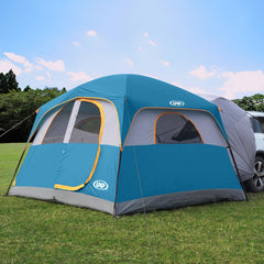 UNP SUV tent setup close-up shows quick assembly for campsite convenience.
