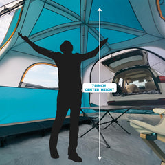 UNP SUV tent vehicle sleeve attachment enables seamless car connection and extra space.