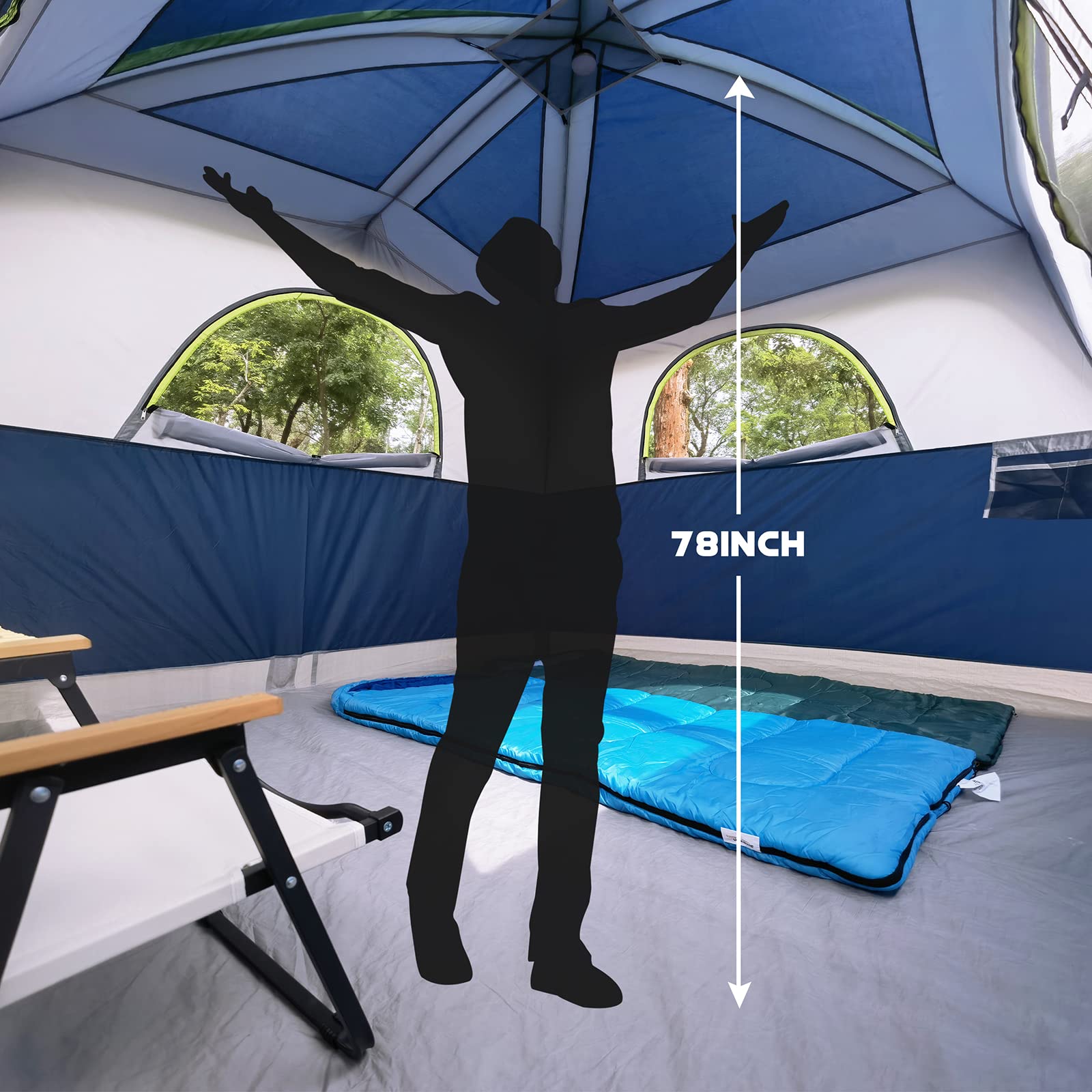 UNP 6-person tent mesh door open shows ventilation and views.