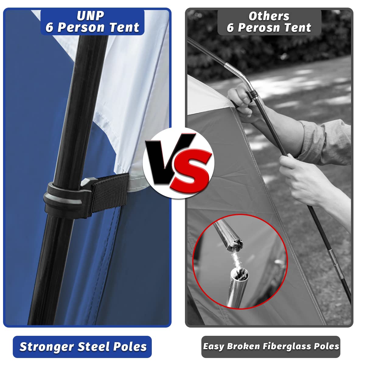 UNP tents 78-inch center height allows comfortable movement and changing.