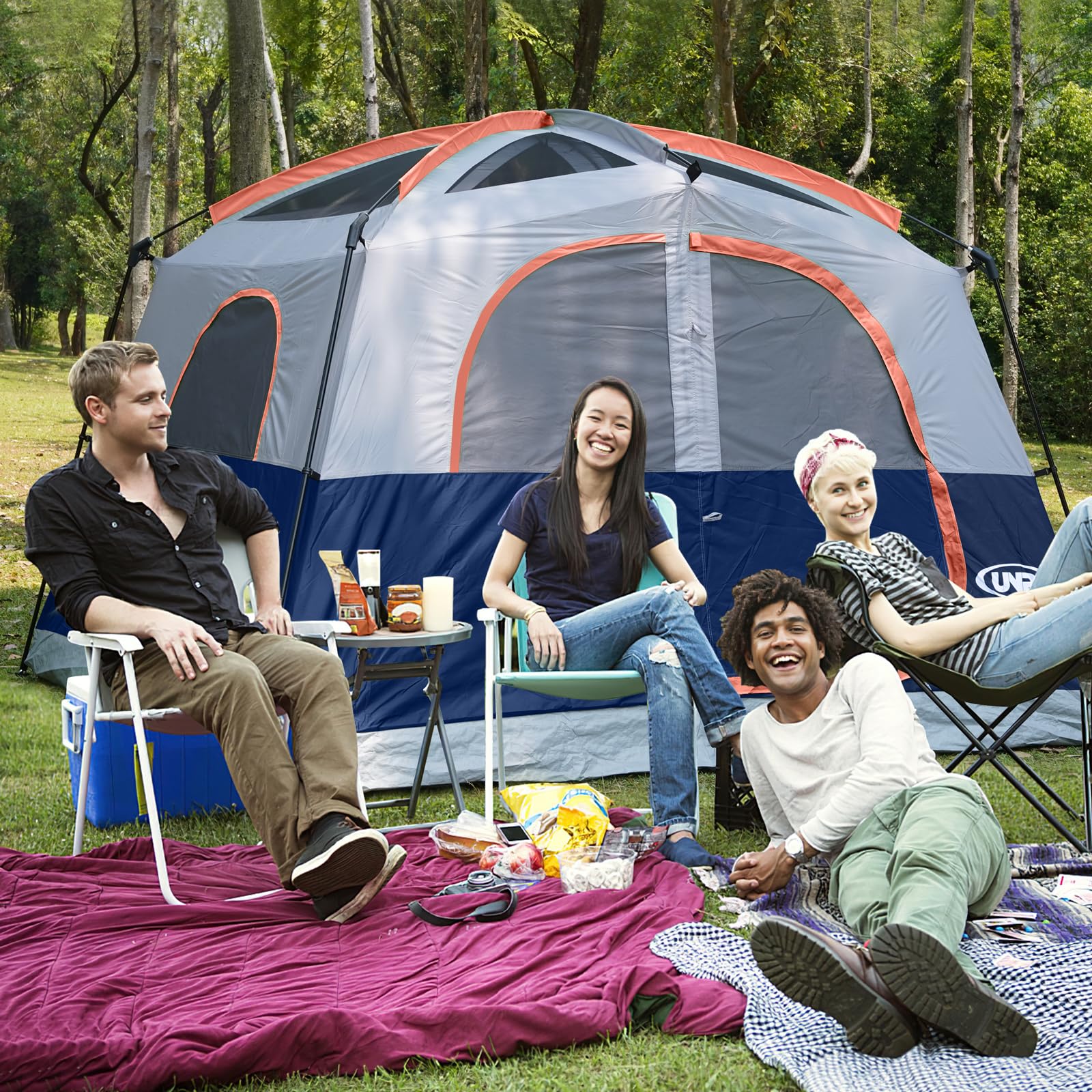UNP tents double-layer design enhances durability for family camping trips.