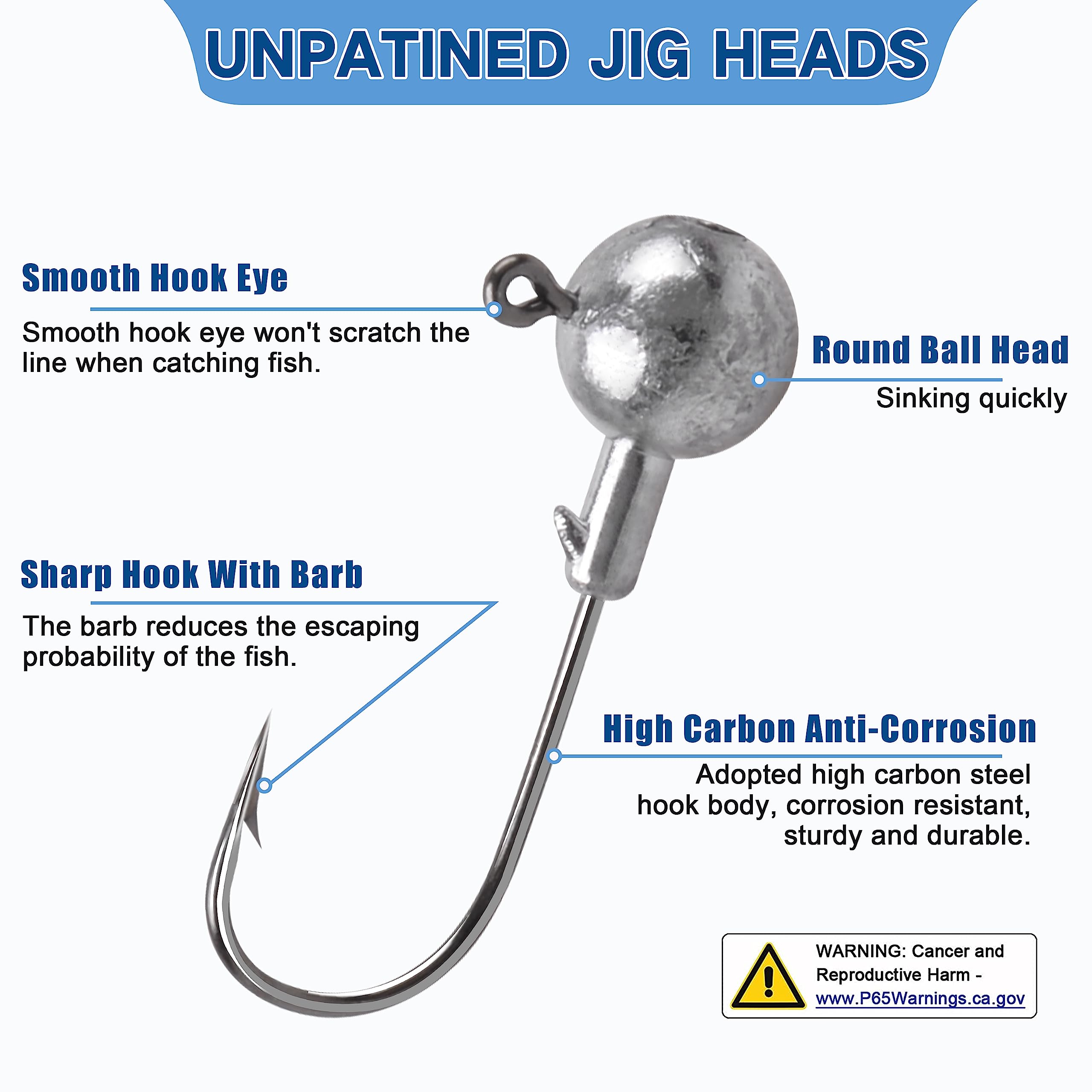 Assorted jig heads showing different weights