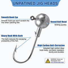 Assorted jig heads showing different weights