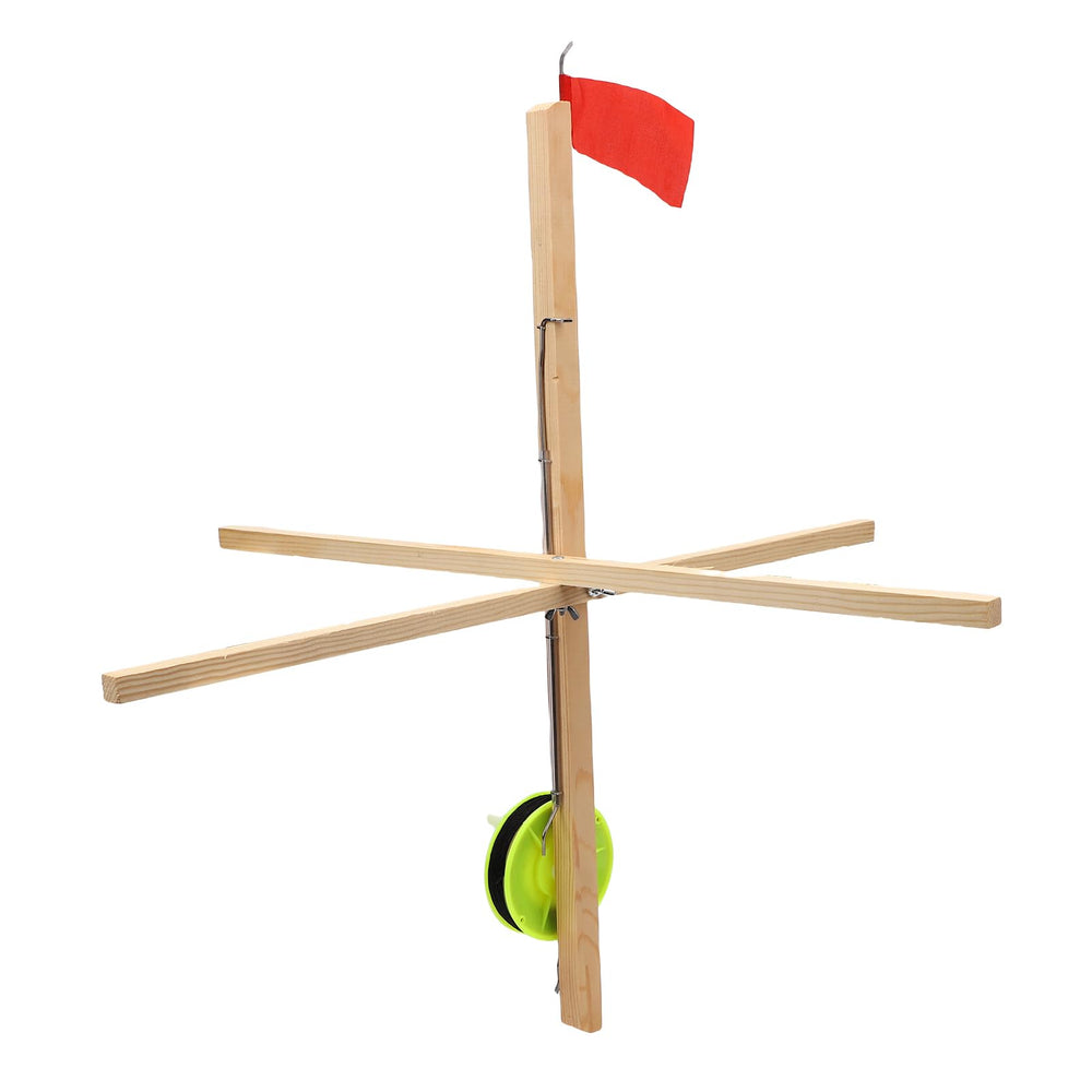 UPALDHOU ice fishing tip up kit includes three flags for reliable signaling