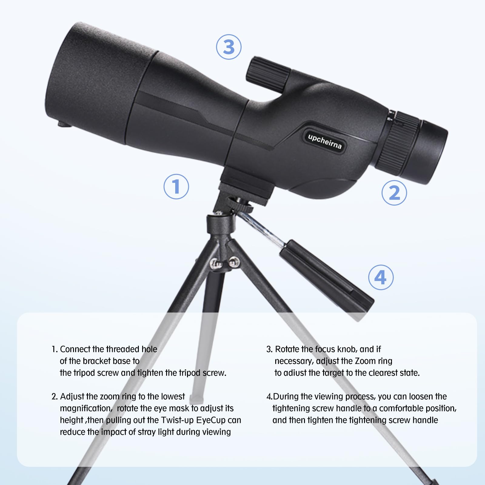 Upcheirna spotting scope dusk-dawn view improves low-light target identification